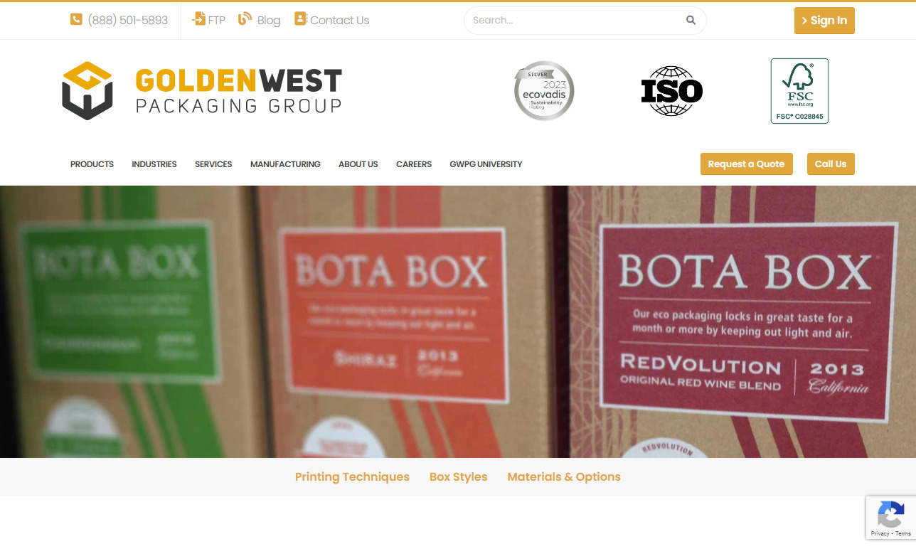 Golden West Packaging Group Corrugated Box Manufacturers and Suppliers